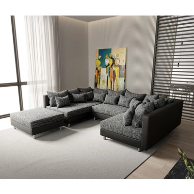 Afbeelding van bank Clovis Zwart met hocker woonglandschap module