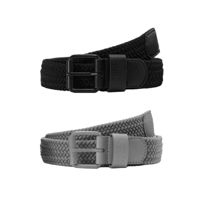 Afbeelding van Urban Classics Elastic BELT 2 PACK Gevlochten riem, Heren, Maat: L/XL, Black/grey