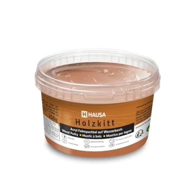 Afbeelding van HAUSA Houtkitt 250 g notenhout plamuurmassa, stopverf voor hout, houtplamuur/vulmassa het repareren van houtschade, gebruiksklaar, uitstekende vulkracht, sneldrogend, scheurbestendig