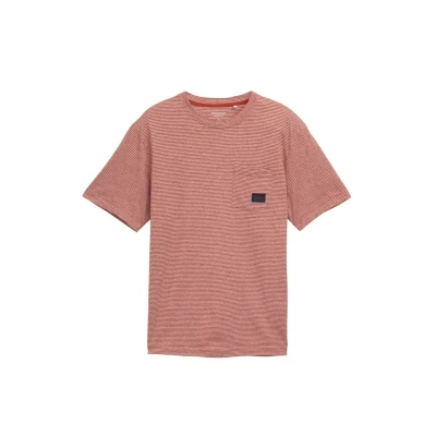 Afbeelding van TOM Tailor MIT Brusttasche Tshirt print, Heren, Maat: XL, Velvet red fine stripe