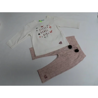 Afbeelding van Ensemble Meisje Tshirt lange mouw + legging Creme /roze 18 maand 86