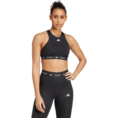 Afbeelding van adidas Performance Powerimpact Medum Support Techfit HIGH NECK BRA Sportbh met medium support, Dames, Maat: LxC D, Black