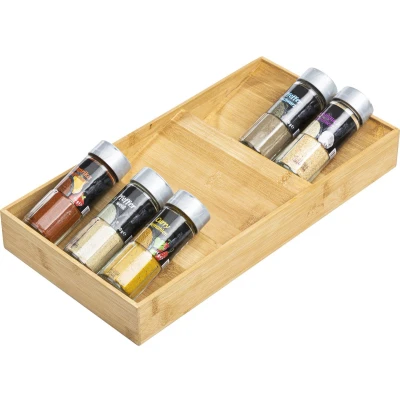 Afbeelding van HI kruidenrek lade organizer 3 laags bamboe hout 20 x 38 5 cm Kruidenrekken