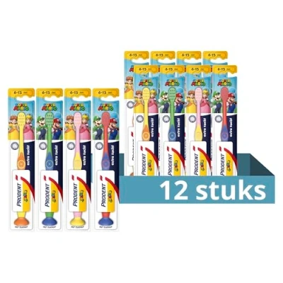 Afbeelding van Prodent Junior 6 13 jaar Tandenborstel Super Mario voor effectieve en zachte reiniging van kindertanden 12 stuks