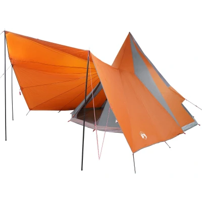 Afbeelding van vidaXL Familietent Tipi Grijs en Oranje 12 Persoons Waterdicht