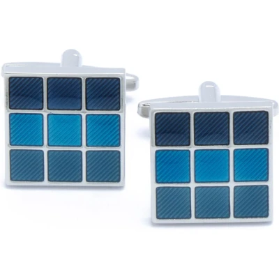 Afbeelding van Manchetknopen Vierkant Blauw met 9 Vlakken