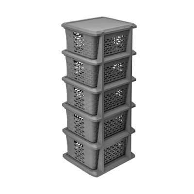 Afbeelding van BranQ Ladesysteem Kast met 5 manden 24 x 29,5 80 cm donkergrijs