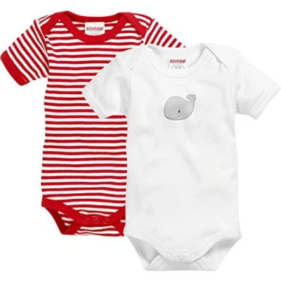 Afbeelding van Playshoes Romper Walvis Korte Mouw Rood/wit 2 Stuks Mt 62/68