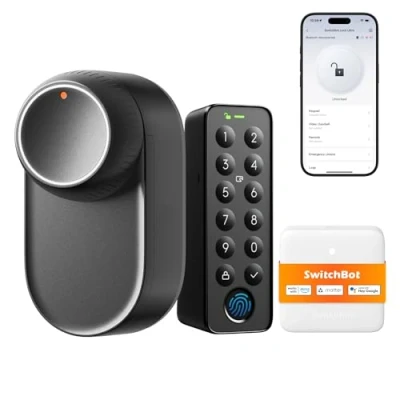 Afbeelding van SwitchBot Lock Ultra, WiFi Slim Deurslot met Vingerafdruk Toetsenbord, Elektronisch Oplaadbare Batterij, Past op Europrofiel Cilinder, Ondersteunt Matter, Alexa, Google, IFTTT