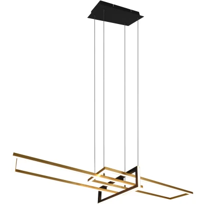 Afbeelding van Trio, Hanglamp, Salinas incl. 1 x LED, SMD, 34,0 W, 3000 K, 4200 Lm. Lichaam: Metaal, Mat Messing L:110,0cm, L:40,0cm, H:150,0cm Verstelbaar met schakelaar, IP20, In hoogte verstelbaar, Niet dimbaar