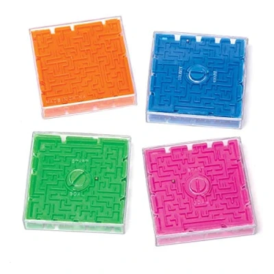 Afbeelding van Baker Ross AW502 3D labyrinth puzzelspellen (4 stuks) labyrint spel met bol perfect als kleine partyverrassing en cadeau voor kinderen, Meerkleurig