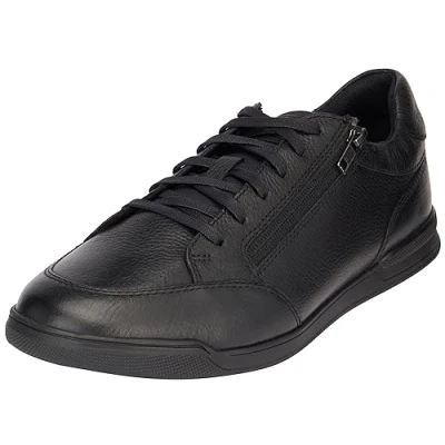 Afbeelding van Geox Cordusio Sneakers laag, Heren, Maat: 44, Black Leer en textiel