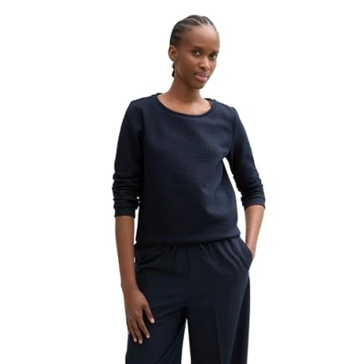 Afbeelding van TOM Tailor Denim Structured Sweater, Dames, Maat: Medium, Sky captain blue
