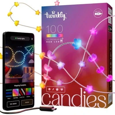 Afbeelding van Twinkly Candies Lichtsnoer Ster RGB Verlichtingsdecoratie 100 LED’s 6 meter Transparant