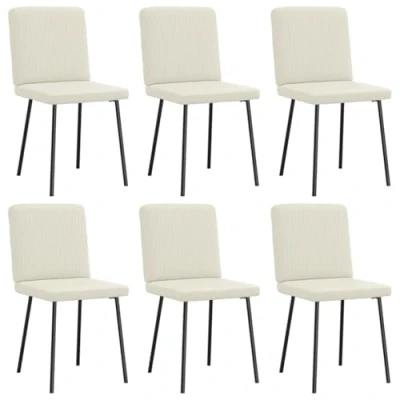 Afbeelding van vidaXL Eetkamerstoelen 6 st fluweel crèmekleurig
