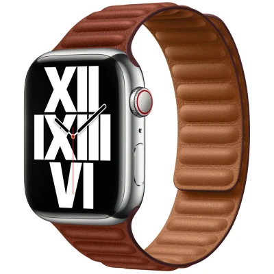 Afbeelding van Apple Watch bandje Origineel Echt leder Bruin Geschikt voor Series 1 9 / SE Ultra (2)