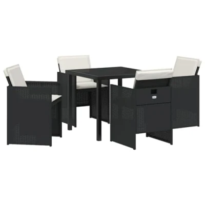 Afbeelding van vidaXL 5 delige tuinset met kussens zwart poly rattan