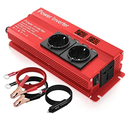Afbeelding van LVYUAN Spanningsomvormer, 24 V, 230 800 W/1600 W, omvormer met 3 stopcontacten en 4 USB led spanningsindicator
