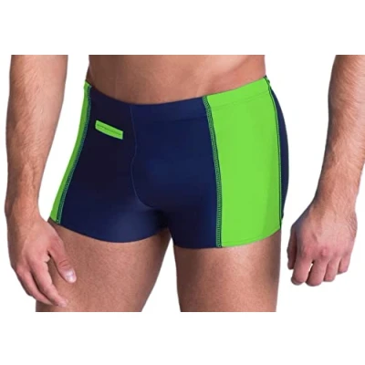 Afbeelding van Aquarti Heren Zwembroek met Zakje Rits Zwemboxer, Donkerblauw/groen, XL