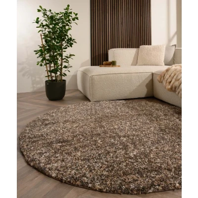Afbeelding van Rond Hoogpolig Vloerkleed Blend Beige/grijs 80 Cm