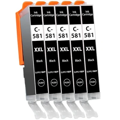 Afbeelding van Supply Guy 5 XXL Inktpatronen met chip compatibel Canon CLI 581 Zwart voor TR7500 TR7550 TR8500 TR8550 TS6100 TS6150 TS6151 TS6300 TS6350 TS8100 TS8150 TS8151 TS8152 TS8350 TS9150 TS9155