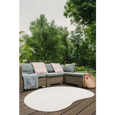 Afbeelding van Brussels Uni Buitenkleed Organisch Effen Indoor &amp; Outdoor Vloerkleed Tuinkleed, Balkonkleed Creme Wit Overig Polypropyleen 200x290 cm