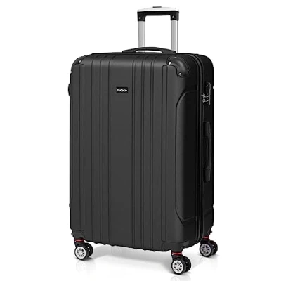 Afbeelding van Todeco Harde koffer trolley rolkoffer reiskoffer, zwart, S (55cm 33L)