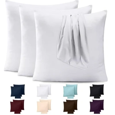 Afbeelding van Utopia Bedding Kussensloop (Set van 4) Makkelijk te onderhouden Zachte geborstelde microvezel Krimp en vervagingsbestendig (Wit, 50 x cm)