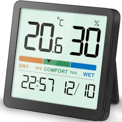 Afbeelding van Noklead Digitale thermo hygrometer, draagbare thermometer, voor binnen, met hoge nauwkeurigheid, temperatuur en vochtigheidsmeter binnenklimaatbeheersing van ruimtes (Zwart)