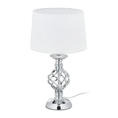 Afbeelding van Relaxdays Touch lamp modern tafellamp dimbaar nachtlamp E14 fitting schemerlamp zilver