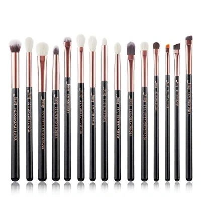 Afbeelding van Jessup 15 delige oogmake up kwastenset Oogschaduwkwast Blend Eyeliner Wenkbrauwkwast Natuurlijk synthetisch haar Zwart Roségoud T157