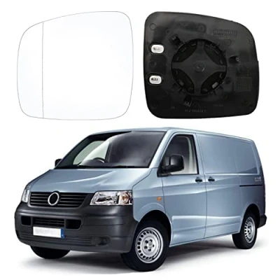 Afbeelding van Spiegelglas, vervanging voor VW T5 2003 2009, buitenspiegel, glas, asferische Caddy 2014 2015, verstelbaar, geschikt omkeerbare lens, achteruitrijglas, spiegel (links)