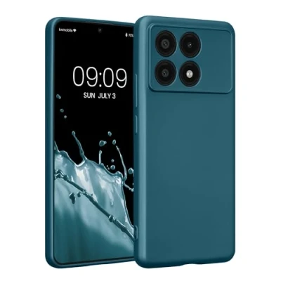 Afbeelding van kwmobile Metallic telefoonhoesje van TPU geschikt voor Xiaomi Poco X6 Pro 5G Flexible case smartphone In carabisch blauw