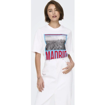Afbeelding van ONLY Onlstellar Tshirt print, Dames, Maat: Small, Bright white