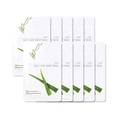 Afbeelding van [Pack van 10] EUNYUL Daily Care Gezichtsmaskers Pack Aloe 22 ml x 10 Stuks Veganistische Koreaanse Huidverzorging Hypoallergeen Tencelblad &amp; Natuurlijke Ingrediënten