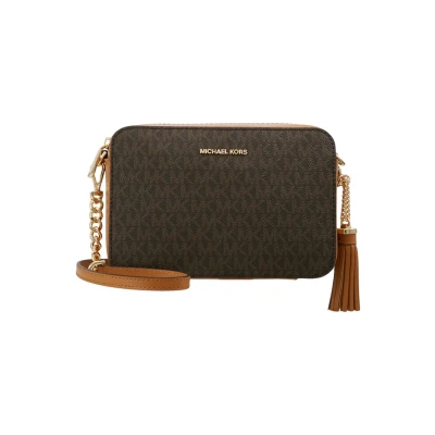 Afbeelding van Michael Kors crossbody tas Ginny met logoprint bruin