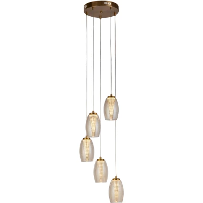 Afbeelding van Searchlight 5 lichts hanglamp Cyclone brons 97291 5CP