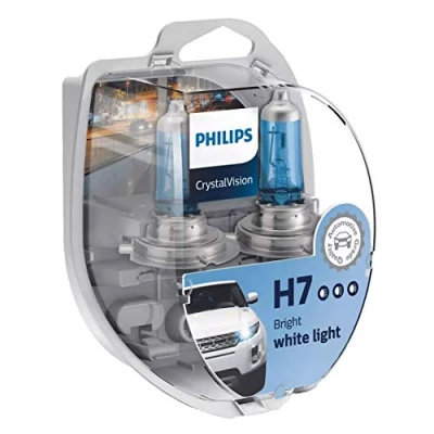 Afbeelding van Philips CrystalVision 12972CVSM H7 55W halogeen PX26d 1.140 lm lamp voor auto (H7, 55 W, halogeen, grootlicht, dimlicht, PX26d, 4.300 K)
