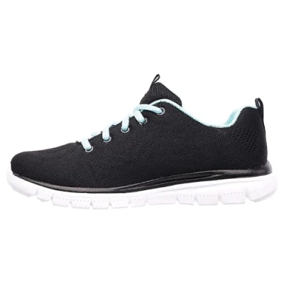 Afbeelding van Skechers Graceful Get Connected Sneakers voor dames, Black Mesh Turquoise Trim, 38.5 EU