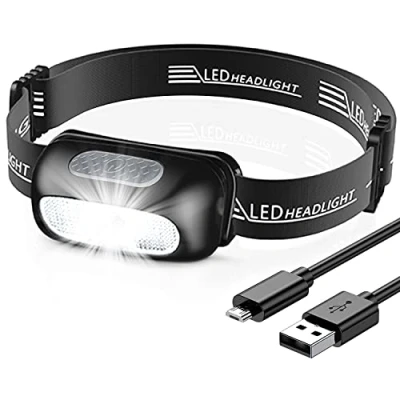 Afbeelding van CIRYCASE Hoofdlamp, USB Oplaadbare LED IPX4 Waterdicht &amp; 5 Modi, 200 Lumen Verstelbare Hoofdlamp voor Volwassenen en Kinderen, Ideaal Buiten, Kamperen, Fietsen