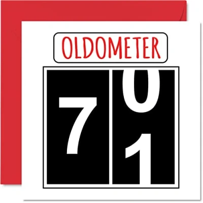 Afbeelding van Leuke 71e verjaardagskaarten voor mannen vrouw Oldometer Happy Birthday Card papa mama overgrootvader opa Nanny oma oom tante, 145 mm x wenskaarten, verjaardagskaart