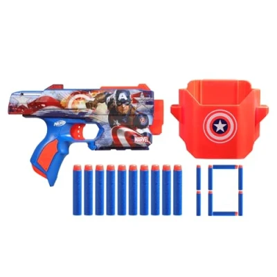 Afbeelding van Nerf Marvel Captain America Dart Blaster, 10 Elite Darts, Holster