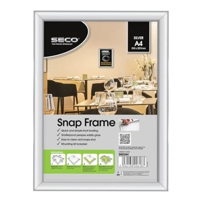 Afbeelding van SECO Zilverkleurige aluminium kliklijst, verkooppunt, A4, 210 mm x 297 10 stuks (SN25A4 10)