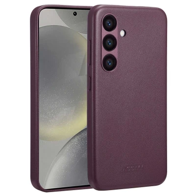 Afbeelding van Samsung Galaxy S24 MagSafe Hoesje Echt leder Accezz Backcover Paars Telefoonhoesje