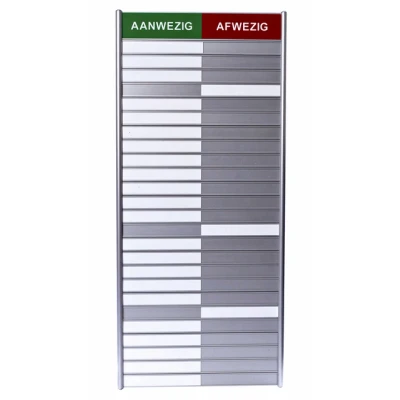 Afbeelding van Aan afwezigheidsbord voor 25 namen