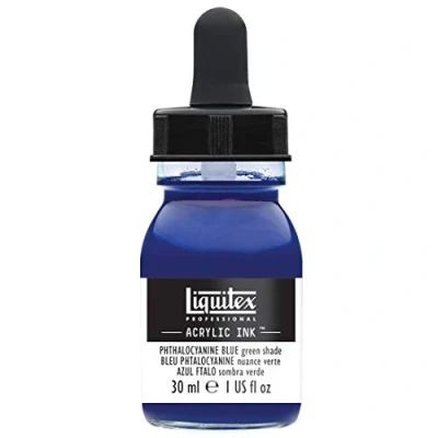 Afbeelding van Liquitex 4260316 vloeibare professionele acrylverf inkt, hoog gepigmenteerde airbrush verf Acryl Inkt 30ml, Phthalocyanine Blue Green Shade