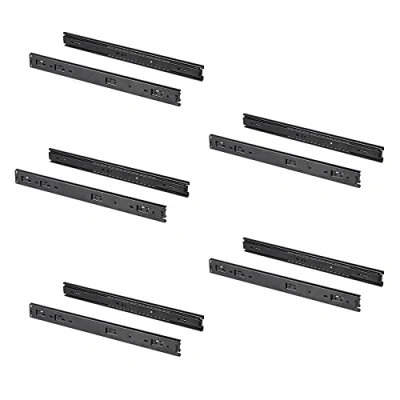 Afbeelding van Emuca Kogellagerlade glijbanen 45 mm x 400 mm, set van 5 paar volledige verlengladelopers, zwart