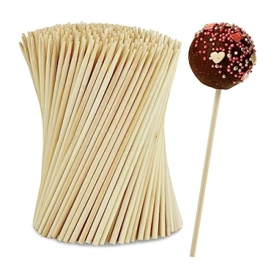 Afbeelding van Relaxdays cakepop stokjes set van 250 lollipop popcake sticks bamboe