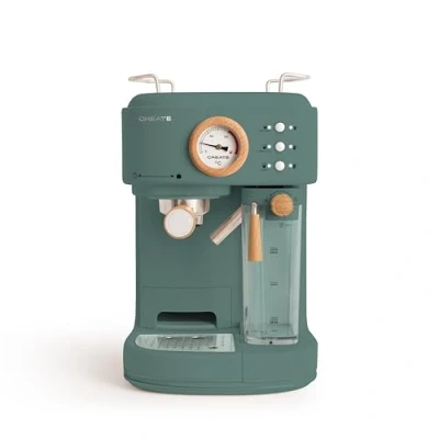 Afbeelding van CREATE Espressomachine 20bar halfautomatische Met melkreservoir Kleur Sage THERA RETRO PRO