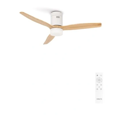 Afbeelding van CREATE/WINDCALM DC/Plafondventilator met licht DC motor witte natuurlijke houten messen/Stil, timer